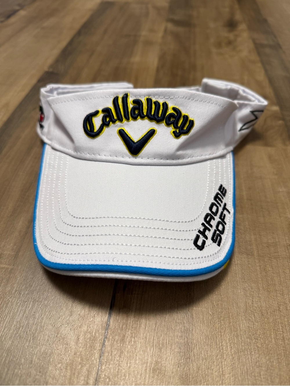 Callaway Unisex White Performance Golf Visor with Blue Piping- Chrome Soft